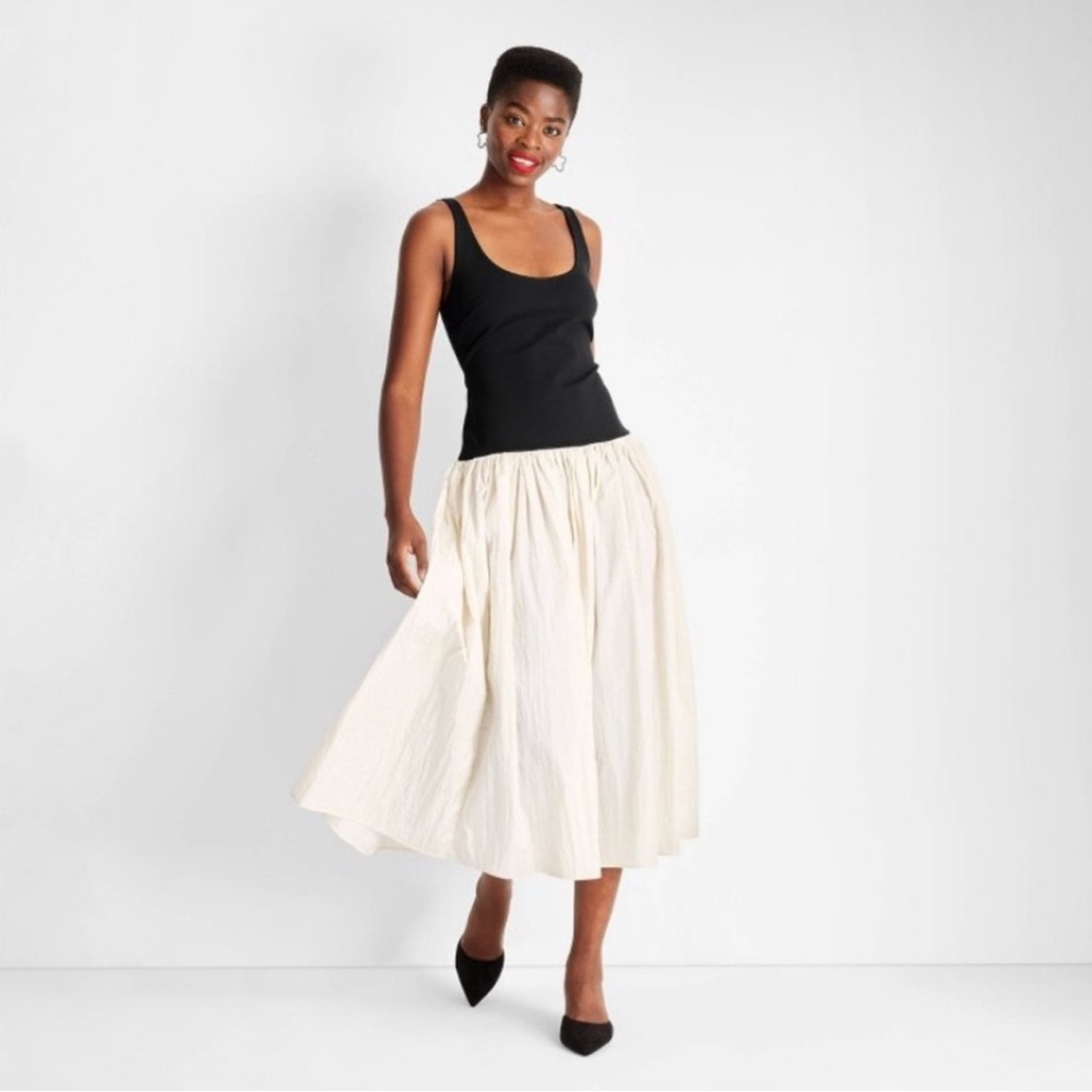 NWT Future Collective Women's Sleeveless Contrasting Knit Dress Black/Cream XXS